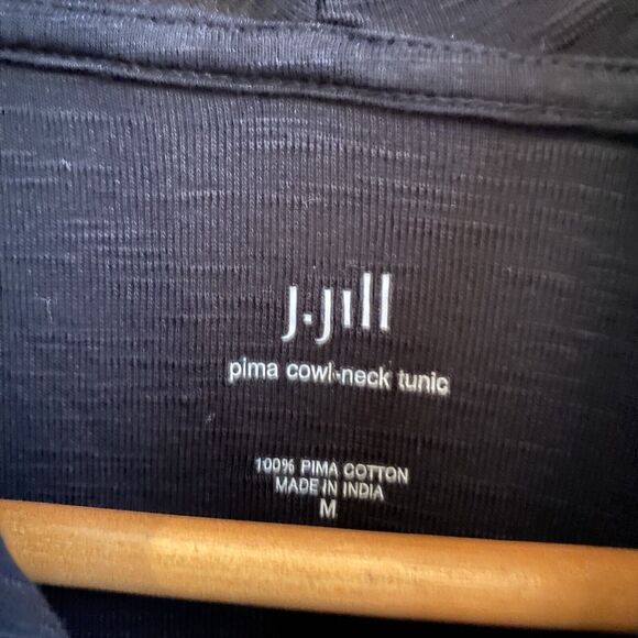 J Jill Womens Pima Cotton Cowl Neck Tunic Sz Medium Black Long Sleeve - Picture 3 of 9